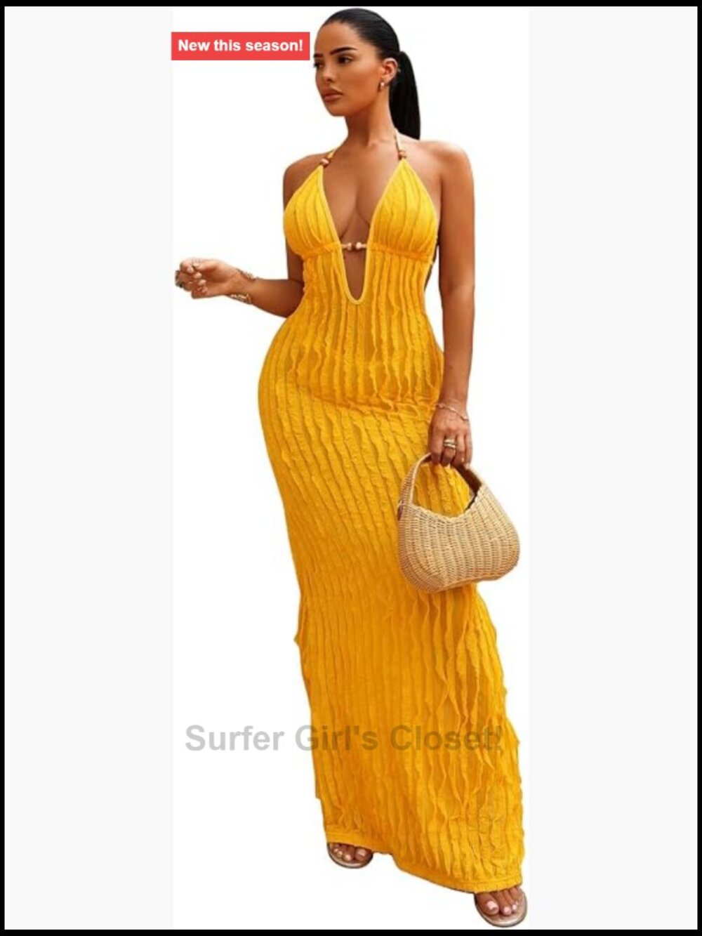 Sexy Halter Backless Maxi Dress Sleeveless V-Neck